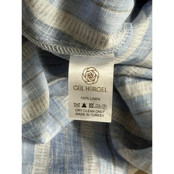 NWT Gul Hurgel Tuckernuck White & Blue Stripe Linen Maxi Resort Dress Medium - Picture 8 of 8